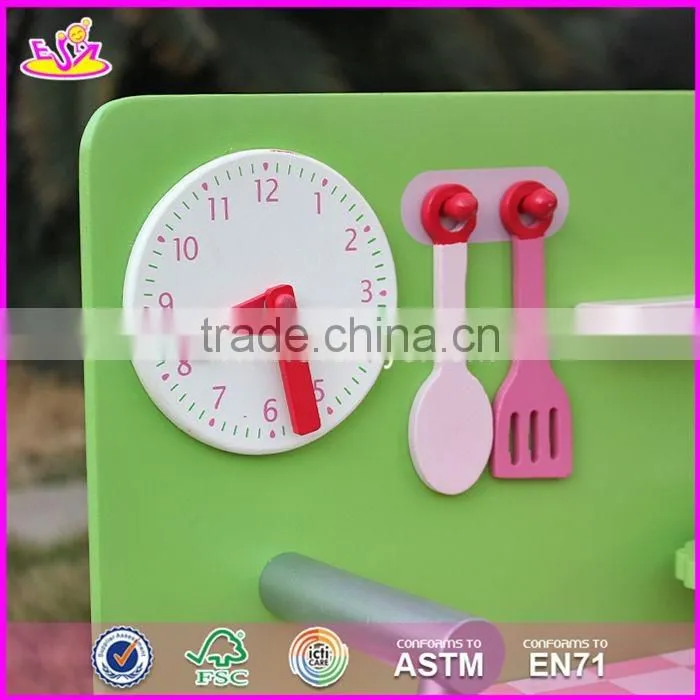 2017 new design mini pink wooden girls play kitchen W10C269