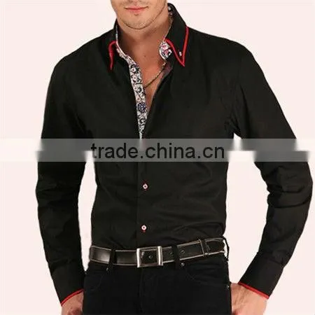 Mens Italian Slim Fit Shirt contrast collar fashion dress shirts