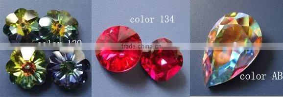 Crystal glass garment button rivoli bicone bead