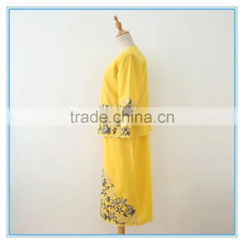 New Fashion Ramie Cotton Multi Colors Emboidery Jacket Dress Suits For Woman