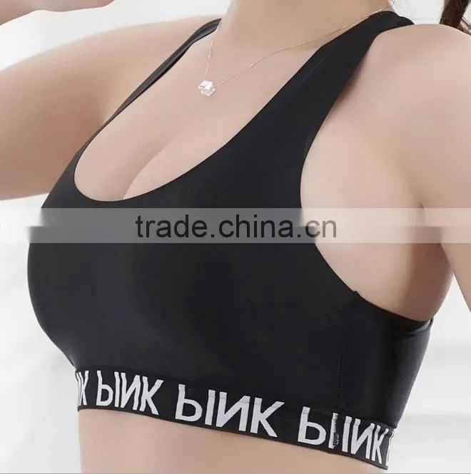 2017 Personalized Your Own Brand Design Yoga Fitness Wear 95% Cotton 5% Spandex OEM Woven Logo Stretch Band Women Sport Crop Top