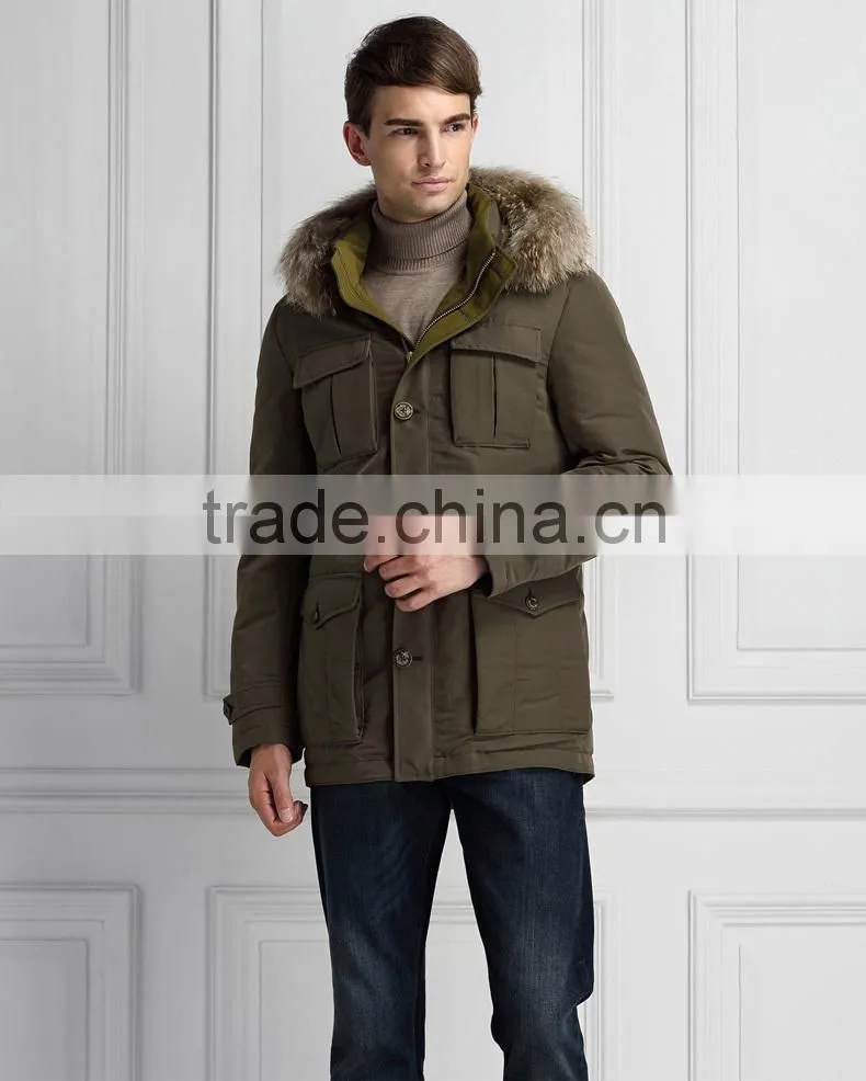 2015 Winter Military Durable Men Down Jacket With Fur collar