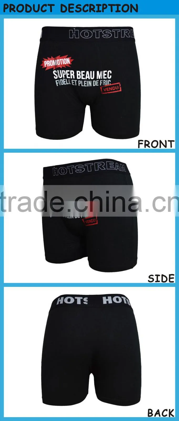 New Design Spandex Cotton Short Unerwear Boxer for Men