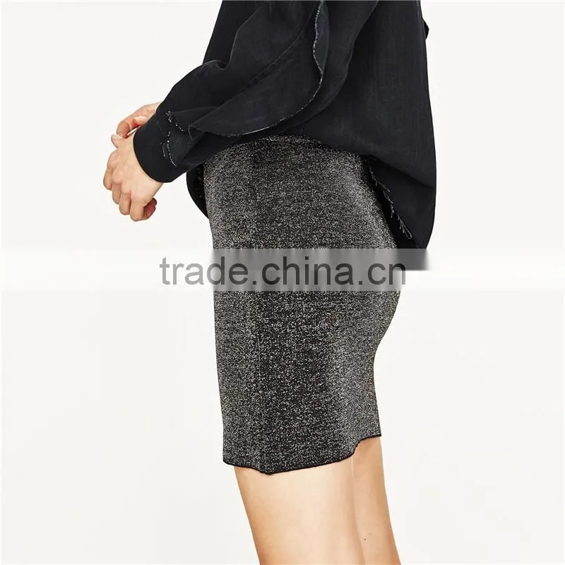 2017 OEM Spring Cozy Elasticated Shiny Tight Mini Skirt
