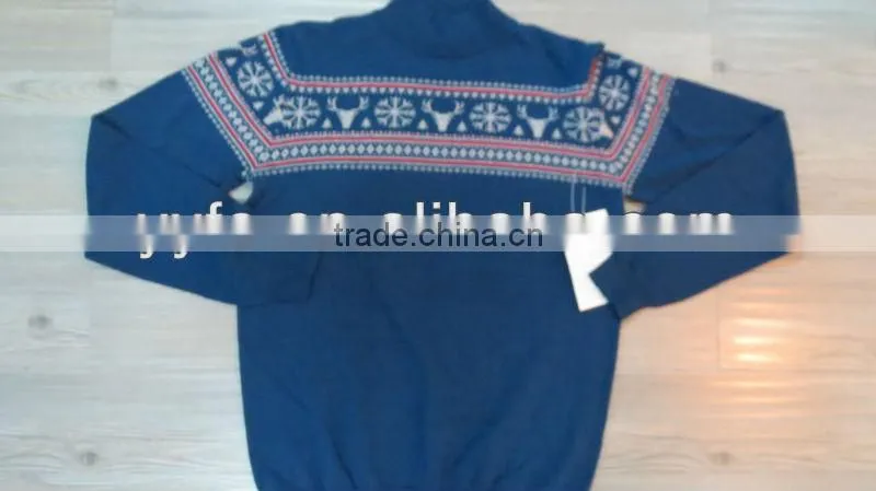 Weave dear pattern 100% cotton pullover knitted sweater