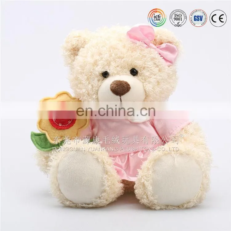 Valentines soft love teddy bears wholesale with flower