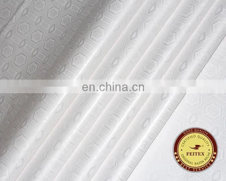 White 100% Cotton Textile Fabric Price Per Yard Sewing Material For African Women Bazin Riche Fabric