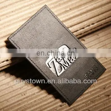 custom casting metal brand logo genuine leather tag for jeans