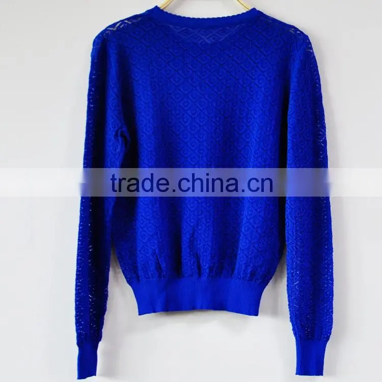 Blue Sexy Pullover Knitted Sweater Girls Summer Sweater