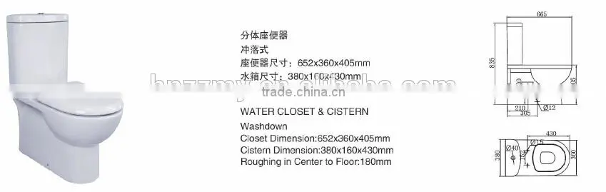 New Arrival Europe Two piece Bathroom toilet washdown flush ZZ-01