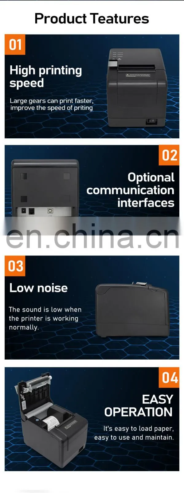 Barcode Printer Thermal Printer Machine POS Label Receipt Printer 80mm Auto Cutter for supermarket