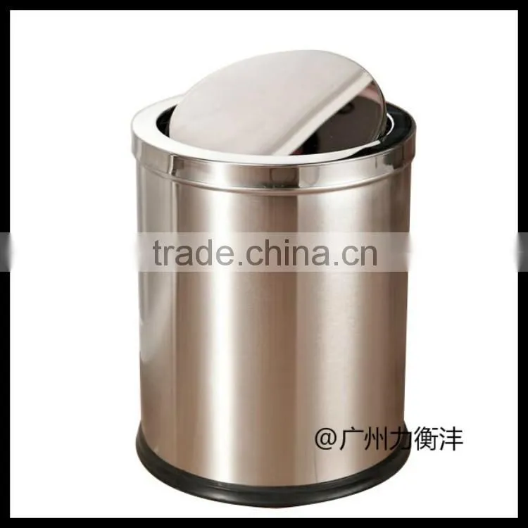 wave cover stainless steel trash can