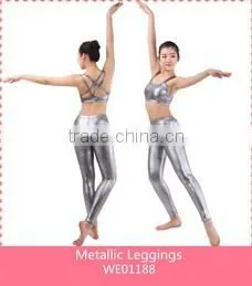 Sexy Jazz Dance Costumes, Metallic Nylon/Spandex Crop Tops