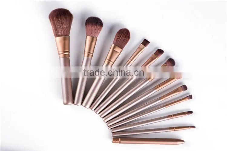 12pcsProfessional Makeup Brush set with Natural Hair,make up brush set with PU zipper bag