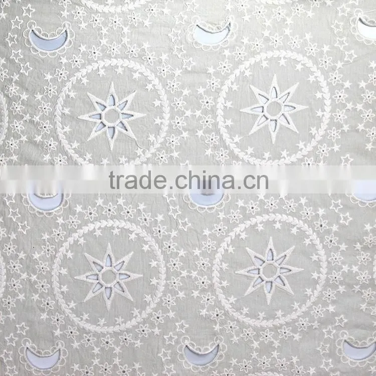 Latest design customized moon and star pattern micro fiber polyester cotton fabric