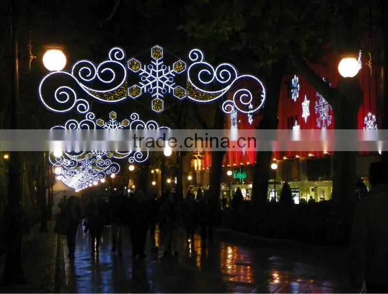 across street light flower christmas decoration