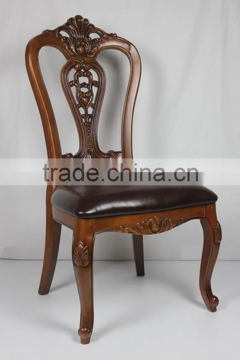 high back European French solid chinese back antique wooden carving dining chair for restaurant used dining chair