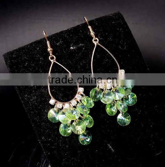 China wholesale Fashion Jewelry Light Green Beads Tassel Drop Earrings