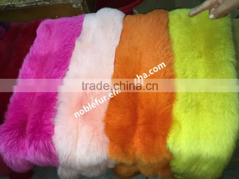 Factory China Plush winter Bright Real Fox fur blanket Fashion Dyed Raw skin color fox