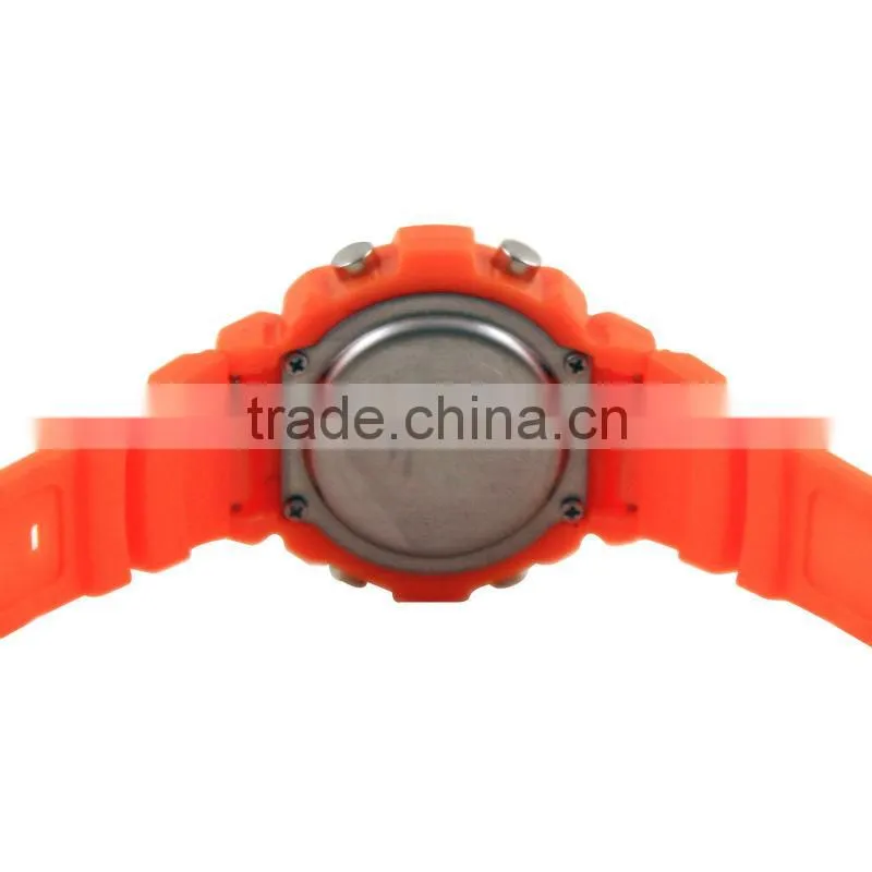LP1186_OR Orange Colorful rubber strap, LCD display Stainless steel caseback children digital watch