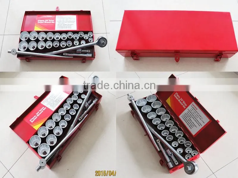 3/4"DR 27pcs Metal case Box socket set 12PT