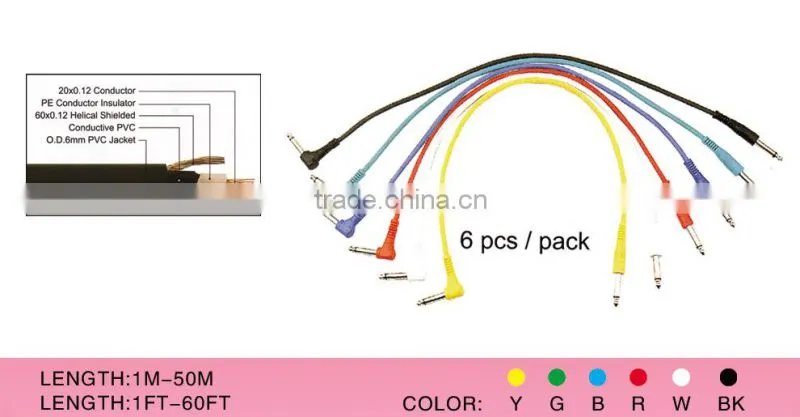 Colorful Guitar patch lead cable for guitar effect pedal