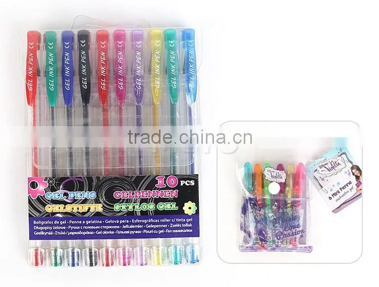 Rainbow color gel pen glitter logo ink pen pack