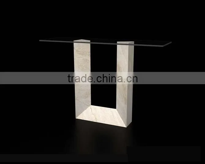 Modern Console Table Fashion Simple Design Glass Console Table Travertine Base Glass Top Console Table
