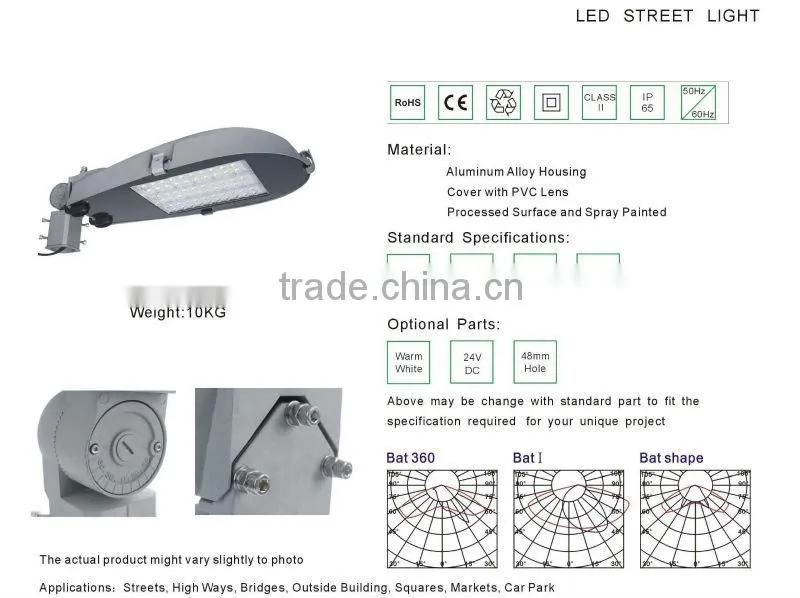 module type 80w IP65 MW driver Bridgelux chip SP-1009 LED Street Light CE/ROHS/LM79