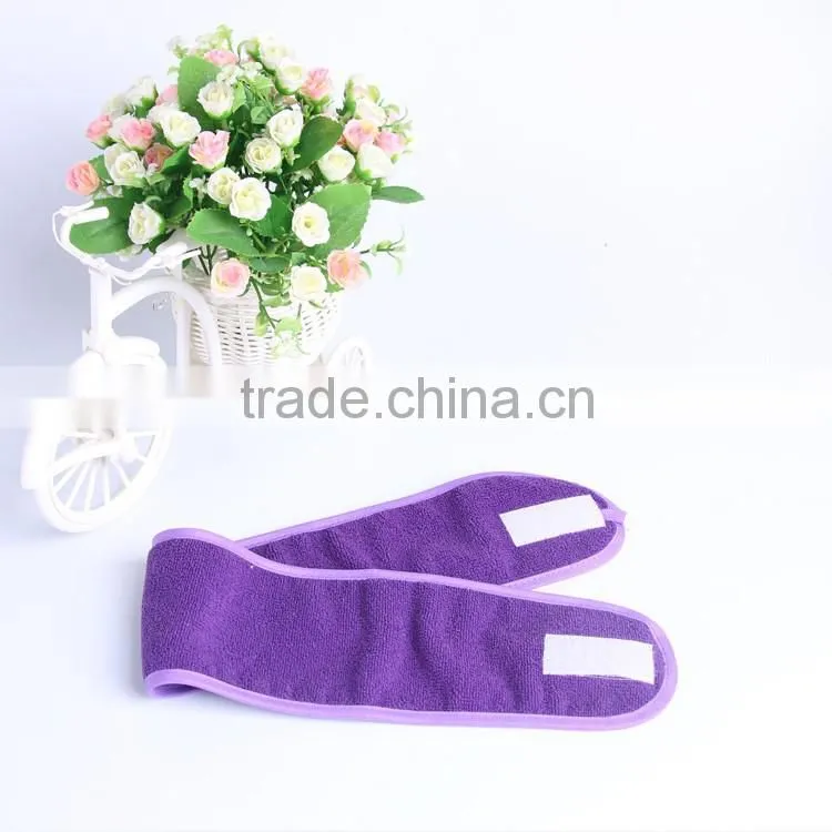 purple microfiber embroidery headband with velcro