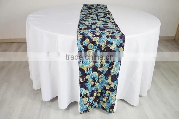 100%Polyester ribbon embroidery table runner cheap table runners