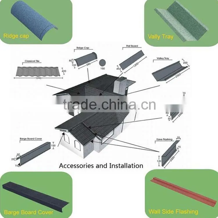 High quality aluminum zinc plate colorful stone coated metal roof tile machines, clay roof tile machine
