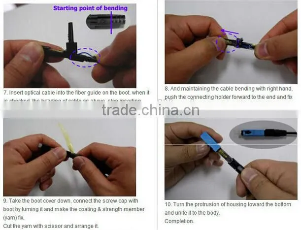 FTTH Fiber Optical SC SM Fast Connector for Fiber Optic Field Assembly