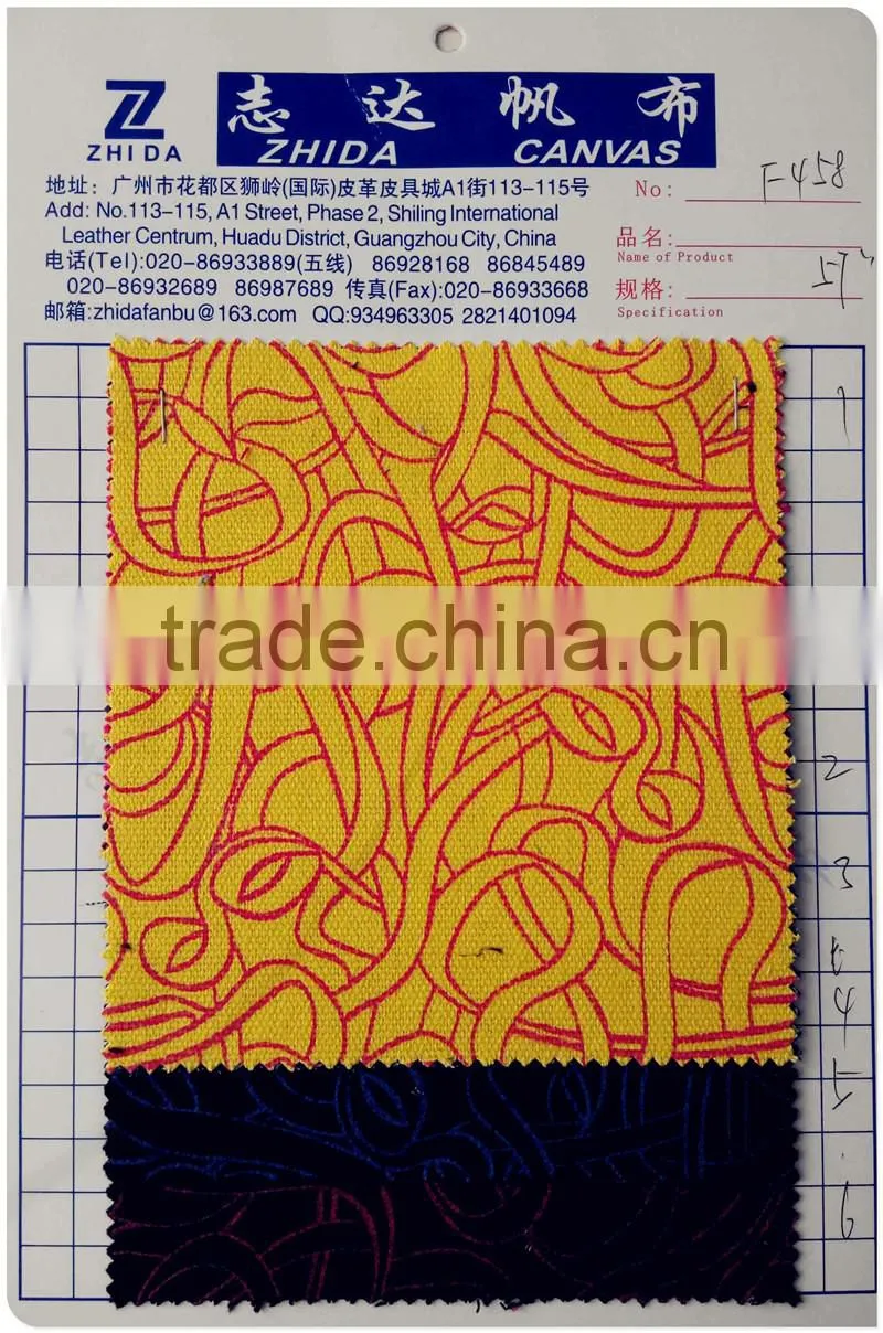 2016 Designer printing organic Cotton Printed Fabric for shoes bag luggage