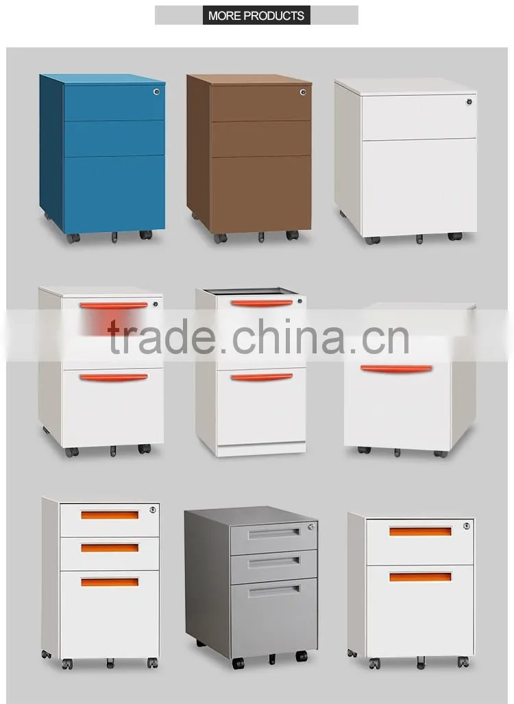 Mobile cabinet metal mobile filing cabinet pedestal with central lock