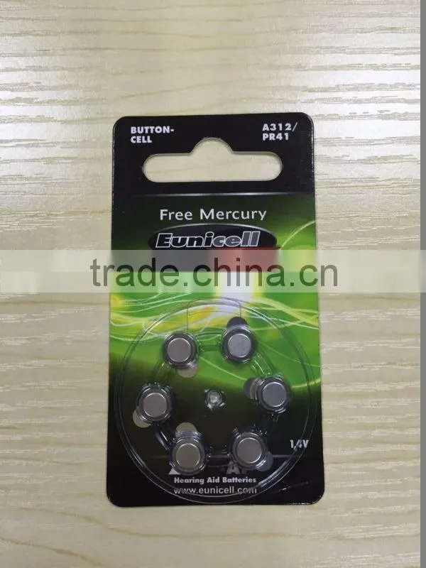 Free mercury A10 / A13 / A312 / A675 hearing aid battery mercury free batteries