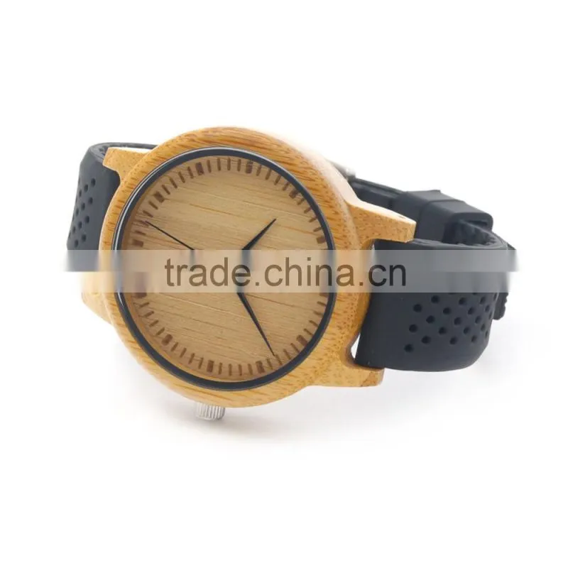 Cheap Bamboo Wooden watch band Wood Dial Soft Silicone Band Quartz Watches for Men Women,wooden watch custom logo