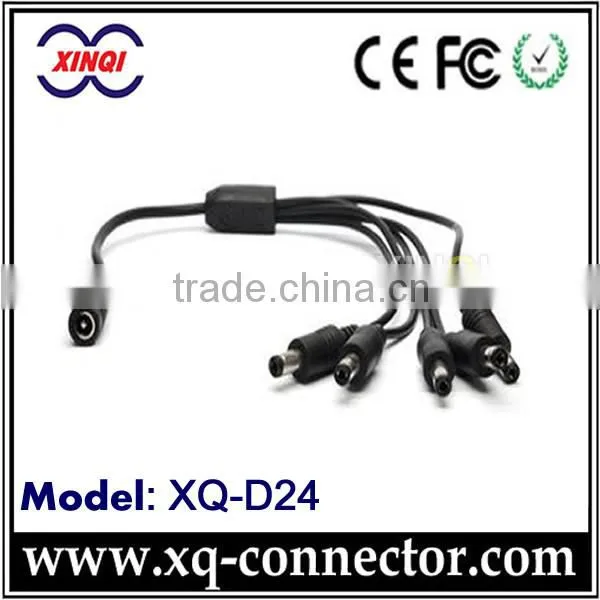 XinQi Black One Female To Five Male CCTV Camera 4mm2 DC Coiled Cable
