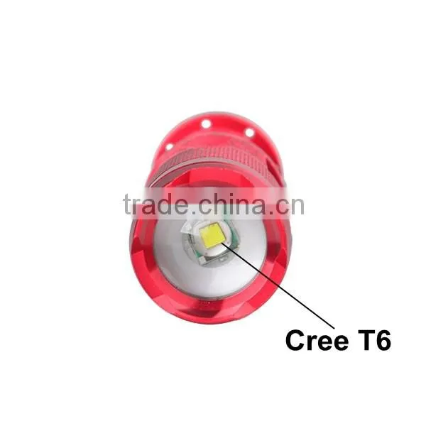 XML T6 LED Zoomable 5 Mode Flashlight Torch Lamp Zoom (Red)