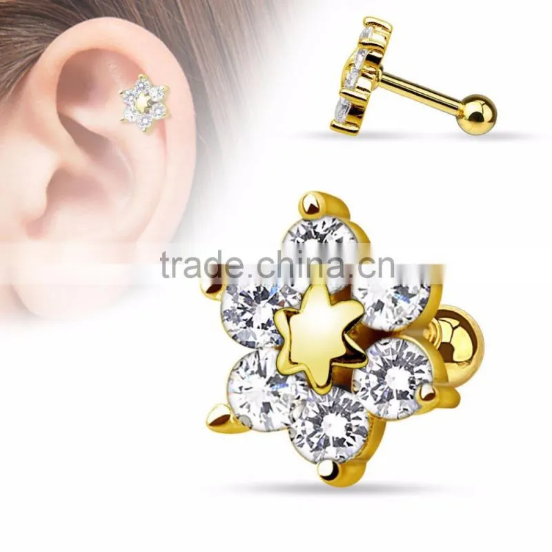 Piercing Cartilage Tragus Barbells Flower