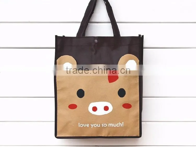 Full printing non woven bag student handle lovely bag for shopping