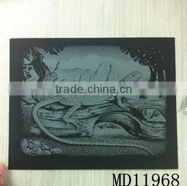 Snow-covered landscap inkjet Engraving card/Scratch art foil paper/foil card/Scratch foil paper engraving art quilling art paper