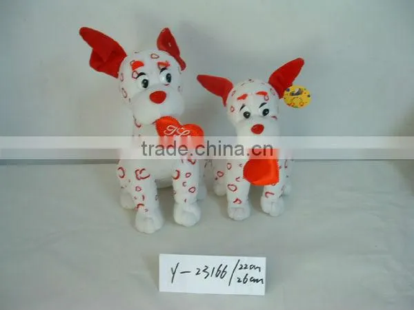 beautiful customized soft plush stuffed spotty dog animal toy with embroidered bone pillow&silk bowtie for valentine day
