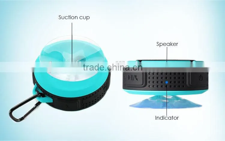 Shenzhen mini mushroom waterproof bluetooth stereo shower speaker with microphone