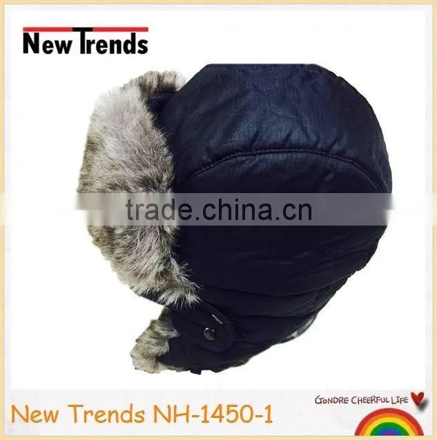 Camouflage printed faux fur Russian style winter hat trapper hat with mask