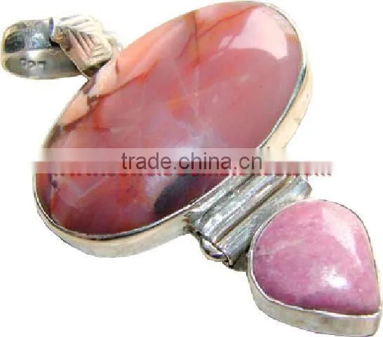 Necklece with beaded chain, silver jewelry