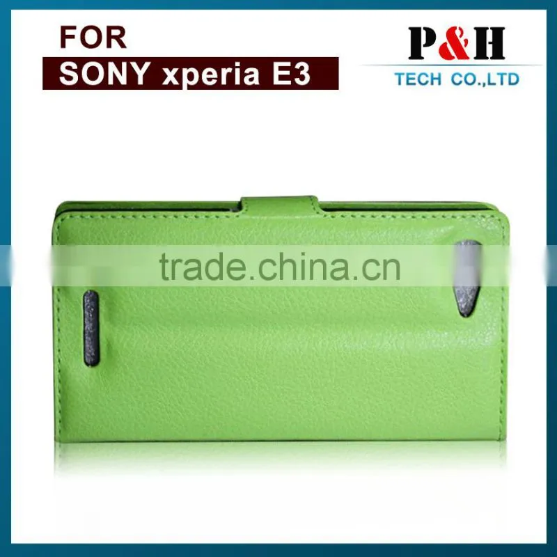 Hot selling mobile phone case design flip leather cover for Sony Xperia E3