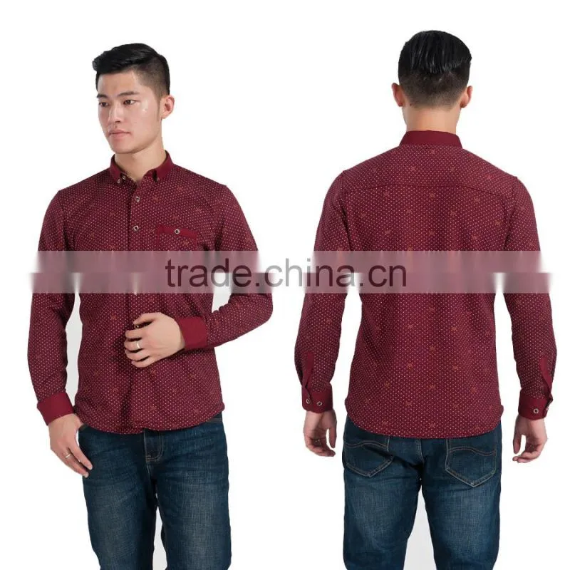 2015 man winter warm flannel imprint long sleeve shirt