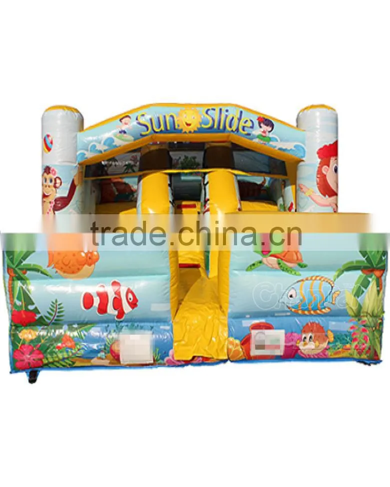 sun slide cheap commerial inflatable bouncer dry slide