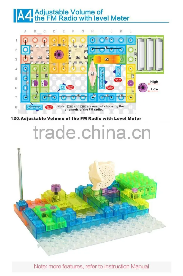 44PCS 120 projects kids plastic electronic building blocks
